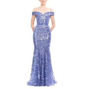 Saiid Kobeisy Off-Shoulder Sequin Embroidered Long Dress - NWT